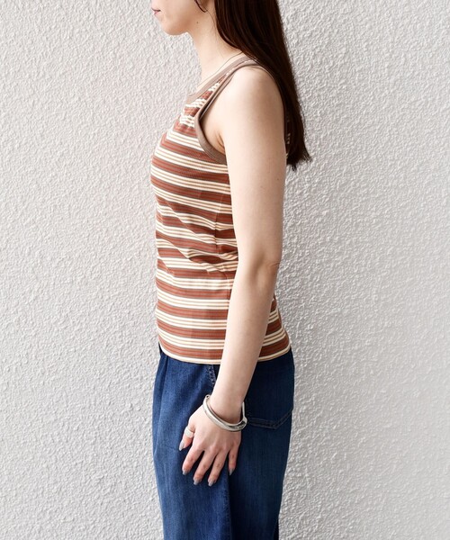 SHIPS Colors(シップス カラーズ)の「SHIPS Colors:〈手洗い可能〉ボーダー カップ タンクトップ◇(タンクトップ・レディース・オレンジ/ブラウン/ブラック・ONE SIZE)」の13枚目の写真