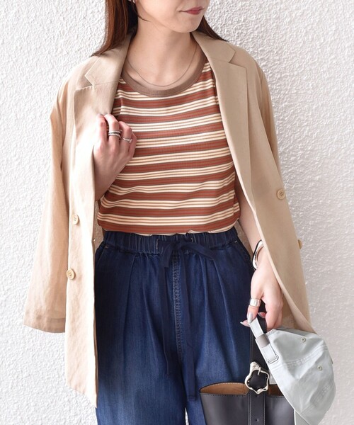 SHIPS Colors(シップス カラーズ)の「SHIPS Colors:〈手洗い可能〉ボーダー カップ タンクトップ◇(タンクトップ・レディース・オレンジ/ブラウン/ブラック・ONE SIZE)」の16枚目の写真