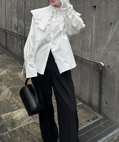 WILLFULLY（ウィルフリー）の「motif lace big collar SH（シャツ/ブラウス・レディース・ブラック/ホワイト/ブルー系その他・FREE）」の14枚目の写真