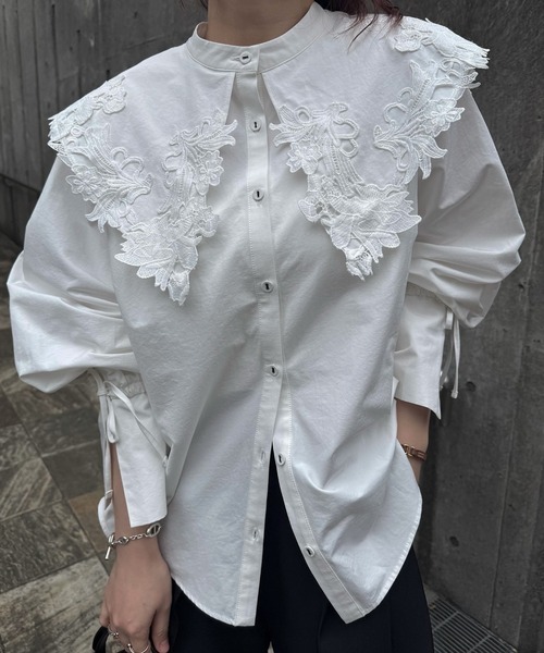 WILLFULLY（ウィルフリー）の「motif lace big collar SH（シャツ/ブラウス・レディース・ブラック/ホワイト/ブルー系その他・FREE）」の15枚目の写真
