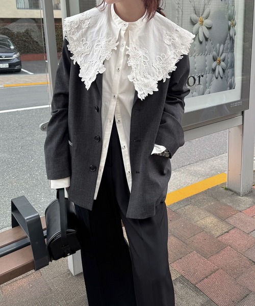 WILLFULLY（ウィルフリー）の「motif lace big collar SH（シャツ/ブラウス・レディース・ブラック/ホワイト/ブルー系その他・FREE）」の16枚目の写真