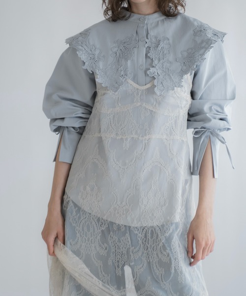 WILLFULLY（ウィルフリー）の「motif lace big collar SH（シャツ/ブラウス・レディース・ブラック/ホワイト/ブルー系その他・FREE）」の11枚目の写真