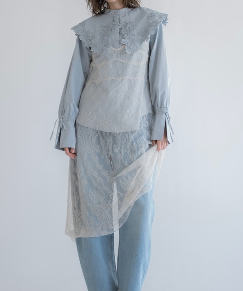 WILLFULLY（ウィルフリー）の「motif lace big collar SH（シャツ/ブラウス・レディース・ブラック/ホワイト/ブルー系その他・FREE）」の12枚目の写真