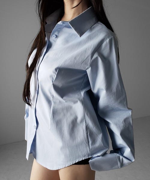 me+em select(ミームセレクト)の「【 3color 】ウエストタックフレアレディシャツ / waist tuck flare lady shirts(シャツ/ブラウス・レディース・ブルー/ブラック/ホワイト・FREE)」の12枚目の写真