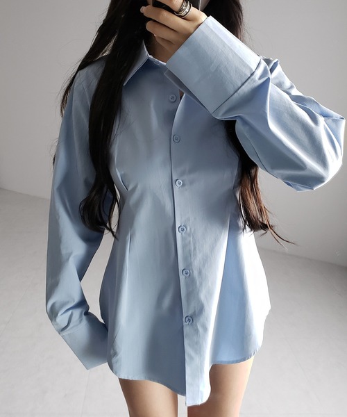 me+em select(ミームセレクト)の「【 3color 】ウエストタックフレアレディシャツ / waist tuck flare lady shirts(シャツ/ブラウス・レディース・ブルー/ブラック/ホワイト・FREE)」の21枚目の写真
