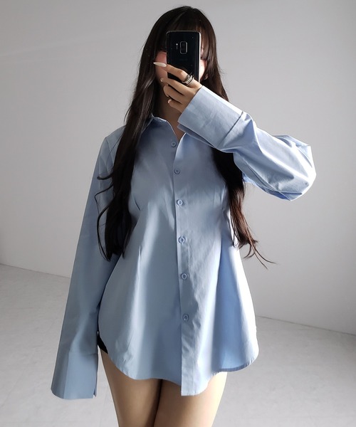 me+em select(ミームセレクト)の「【 3color 】ウエストタックフレアレディシャツ / waist tuck flare lady shirts(シャツ/ブラウス・レディース・ブルー/ブラック/ホワイト・FREE)」の22枚目の写真