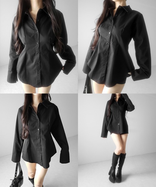 me+em select(ミームセレクト)の「【 3color 】ウエストタックフレアレディシャツ / waist tuck flare lady shirts(シャツ/ブラウス・レディース・ブルー/ブラック/ホワイト・FREE)」の6枚目の写真