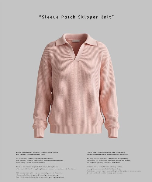 JOINT WORKS（ジョイントワークス）の「スリーブ パッチ スキッパーニット / Sleeve Patch Skipper Knit（ニット/セーター・メンズ・ピンク/グリーン・LARGE/MEDIUM）」の2枚目の写真