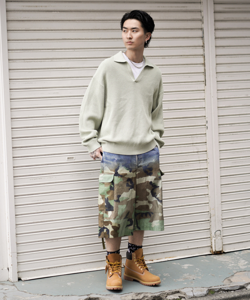 JOINT WORKS（ジョイントワークス）の「スリーブ パッチ スキッパーニット / Sleeve Patch Skipper Knit（ニット/セーター・メンズ・ピンク/グリーン・LARGE/MEDIUM）」の3枚目の写真