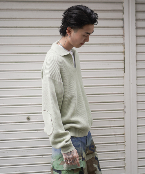 JOINT WORKS（ジョイントワークス）の「スリーブ パッチ スキッパーニット / Sleeve Patch Skipper Knit（ニット/セーター・メンズ・ピンク/グリーン・LARGE/MEDIUM）」の6枚目の写真