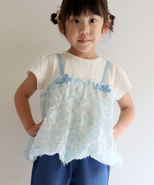 SKAPE(エスケープ)の「チュールバルーンTシャツ(Tシャツ/カットソー・キッズ・ピンク/ブルー・110cm/90cm/100cm/120cm/130cm)」の2枚目の写真