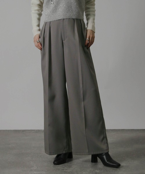 NYLAUS(ナイラス)の「【SG】ハイウエスト センタープレスワイドパンツ スラックス(スラックス・レディース・ブルーグレー/ブラック/モカ/チャコール/グレー/アイボリー・L/M)」の3枚目の写真
