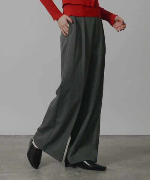 NYLAUS(ナイラス)の「【SG】ハイウエスト センタープレスワイドパンツ スラックス(スラックス・レディース・ブルーグレー/ブラック/モカ/チャコール/グレー/アイボリー・L/M)」の5枚目の写真