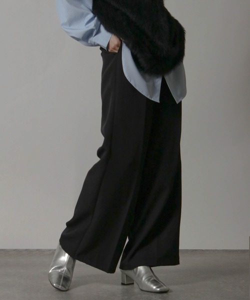 NYLAUS(ナイラス)の「【SG】ハイウエスト センタープレスワイドパンツ スラックス(スラックス・レディース・ブルーグレー/ブラック/モカ/チャコール/グレー/アイボリー・L/M)」の13枚目の写真