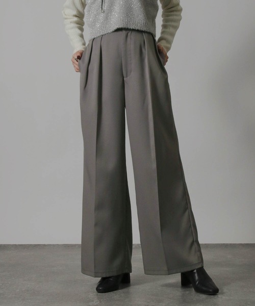 NYLAUS(ナイラス)の「【SG】ハイウエスト センタープレスワイドパンツ スラックス(スラックス・レディース・ブルーグレー/ブラック/モカ/チャコール/グレー/アイボリー・L/M)」の17枚目の写真