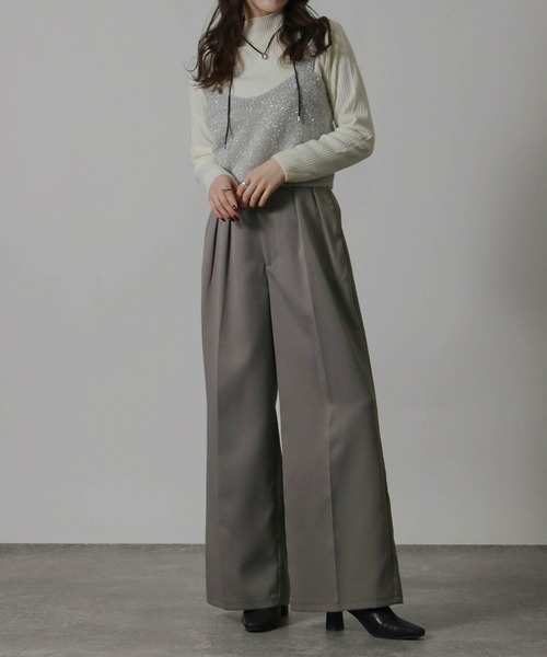 NYLAUS(ナイラス)の「【SG】ハイウエスト センタープレスワイドパンツ スラックス(スラックス・レディース・ブルーグレー/ブラック/モカ/チャコール/グレー/アイボリー・L/M)」の20枚目の写真