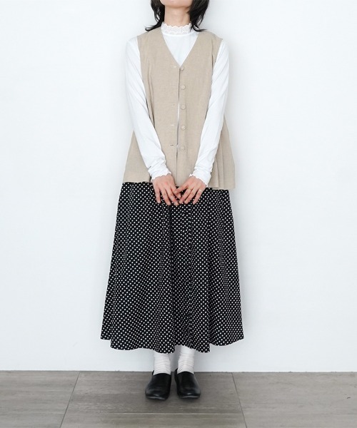 オオカミとフクロウ（オオカミとフクロウ）の「オオカミと小鳥の囀る木の下で“あわせ”（Tシャツ/カットソー・レディース・ブラック/オフホワイト/ライトグリーン・FREE）」の10枚目の写真