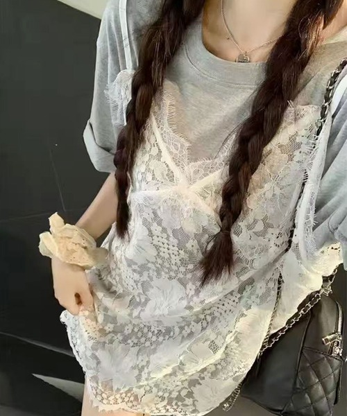 ammy.(エイミードット)の「【 ammy. / エイミードット 】 ソフトレイヤー フラワー レース キャミ ワンピ(ワンピース・レディース・ホワイト/アイボリー/ブラック・FREE)」の1枚目の写真