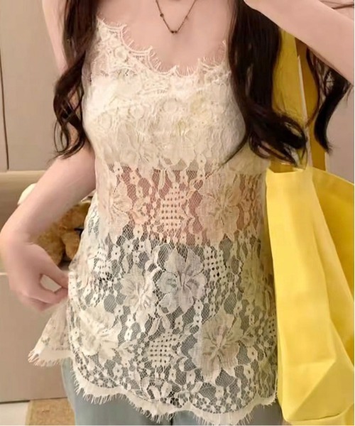 ammy.(エイミードット)の「【 ammy. / エイミードット 】 ソフトレイヤー フラワー レース キャミ ワンピ(ワンピース・レディース・ホワイト/アイボリー/ブラック・FREE)」の2枚目の写真