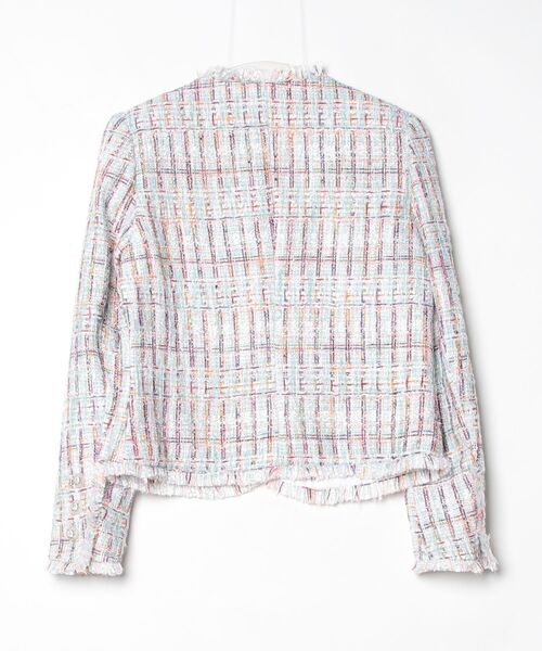 Lana821(ラナハニー)の「マルチカラー ツイードジャケット(ノーカラージャケット・レディース・マルチ・S/M/L)」の2枚目の写真