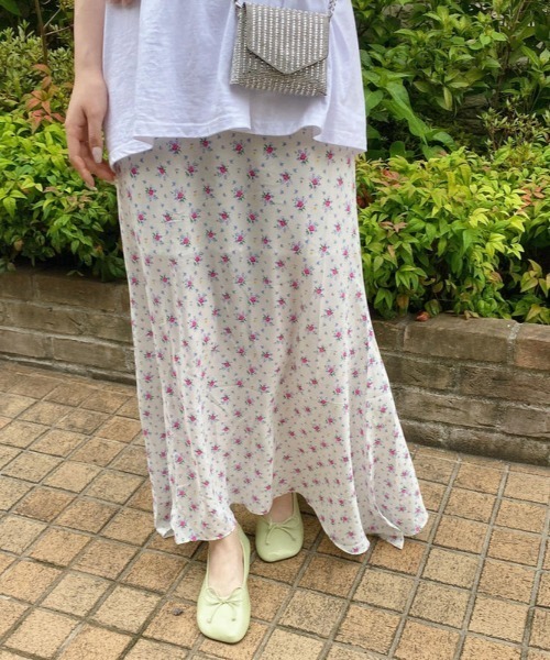 SOLLON.(ソルロン)の「小花柄フレアロングスカート(スカート・レディース・ピンク/ホワイト・FREE)」の15枚目の写真