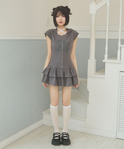 rumnel:(ルムネル)の「フーディーロゴミニワンピ / Hoodie Logo Mini One-piece(ワンピース・レディース・チャコール/アイボリー・FREE)」の19枚目の写真