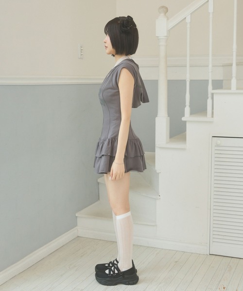 rumnel:(ルムネル)の「フーディーロゴミニワンピ / Hoodie Logo Mini One-piece(ワンピース・レディース・チャコール/アイボリー・FREE)」の20枚目の写真