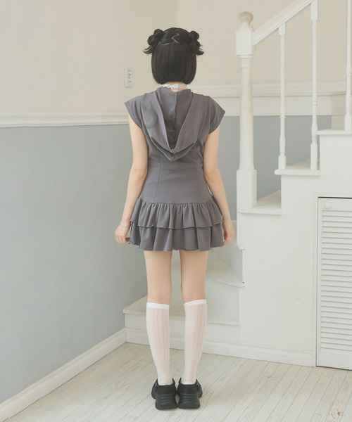 rumnel:(ルムネル)の「フーディーロゴミニワンピ / Hoodie Logo Mini One-piece(ワンピース・レディース・チャコール/アイボリー・FREE)」の21枚目の写真