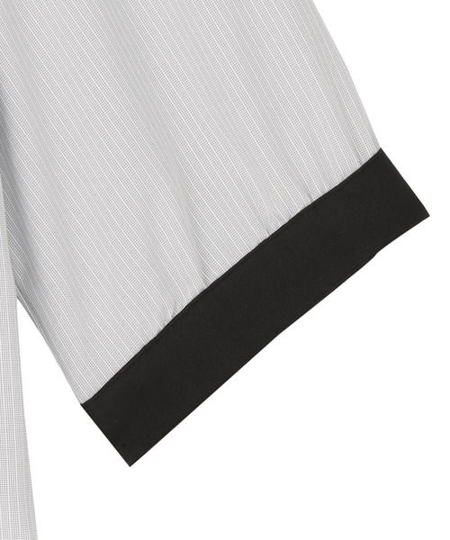 TOKYO SHIRTS(トウキョウシャツ)の「【吸水速乾】【COFREX】配色 ギャザー衿 ブラウス 五分袖 レディースデザインシャツ(シャツ/ブラウス・レディース・グレー・S/M/L/LL/XL)」の3枚目の写真