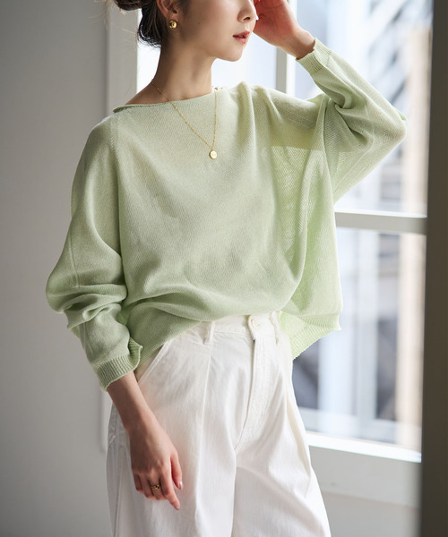 Noble(ノーブル)の「《追加》ペーパーヤーン裏天竺プルオーバー(グリーン・ブルー)(ニット/セーター・レディース・スカイブルー/モスグリーン・FREE)」の17枚目の写真