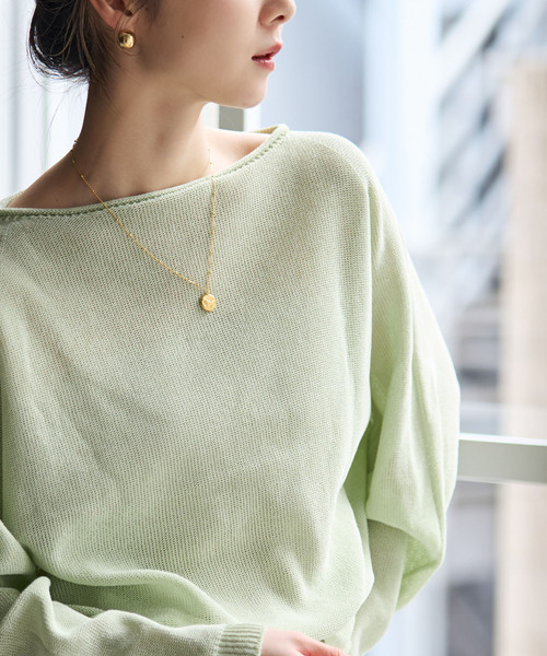 Noble(ノーブル)の「《追加》ペーパーヤーン裏天竺プルオーバー(グリーン・ブルー)(ニット/セーター・レディース・スカイブルー/モスグリーン・FREE)」の18枚目の写真