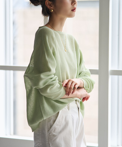 Noble(ノーブル)の「《追加》ペーパーヤーン裏天竺プルオーバー(グリーン・ブルー)(ニット/セーター・レディース・スカイブルー/モスグリーン・FREE)」の19枚目の写真