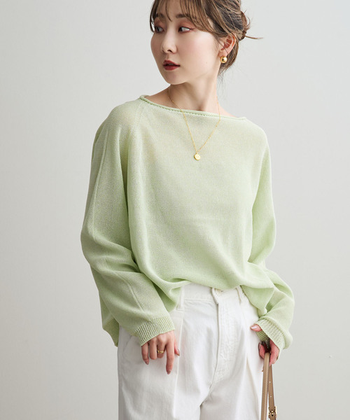 Noble(ノーブル)の「《追加》ペーパーヤーン裏天竺プルオーバー(グリーン・ブルー)(ニット/セーター・レディース・スカイブルー/モスグリーン・FREE)」の22枚目の写真