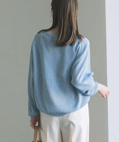 Noble(ノーブル)の「《追加》ペーパーヤーン裏天竺プルオーバー(グリーン・ブルー)(ニット/セーター・レディース・スカイブルー/モスグリーン・FREE)」の3枚目の写真