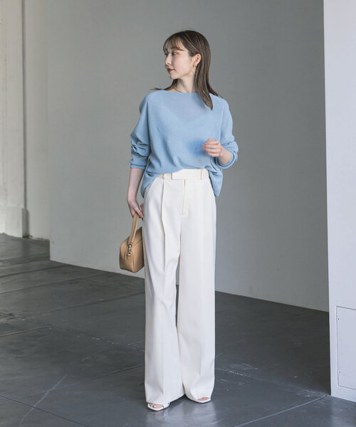 Noble(ノーブル)の「《追加》ペーパーヤーン裏天竺プルオーバー(グリーン・ブルー)(ニット/セーター・レディース・スカイブルー/モスグリーン・FREE)」の4枚目の写真