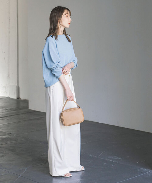 Noble(ノーブル)の「《追加》ペーパーヤーン裏天竺プルオーバー(グリーン・ブルー)(ニット/セーター・レディース・スカイブルー/モスグリーン・FREE)」の5枚目の写真