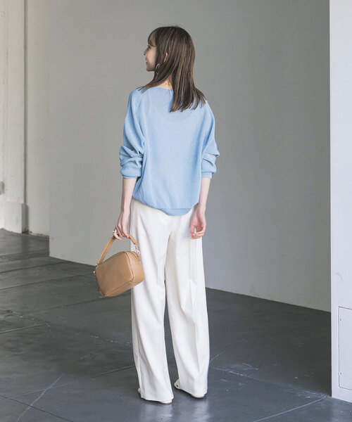 Noble(ノーブル)の「《追加》ペーパーヤーン裏天竺プルオーバー(グリーン・ブルー)(ニット/セーター・レディース・スカイブルー/モスグリーン・FREE)」の6枚目の写真