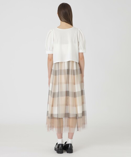 BLUE LABEL CRESTBRIDGE(ブルーレーベルクレストブリッジ)の「【sweetコラボ】クレストブリッジチェックチュールプリントドレスセット(ワンピース・レディース・パープル系その他4/レッド/ピンク系その他3・40/38/36)」の6枚目の写真
