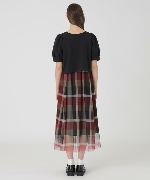 BLUE LABEL CRESTBRIDGE(ブルーレーベルクレストブリッジ)の「【sweetコラボ】クレストブリッジチェックチュールプリントドレスセット(ワンピース・レディース・パープル系その他4/レッド/ピンク系その他3・40/38/36)」の14枚目の写真