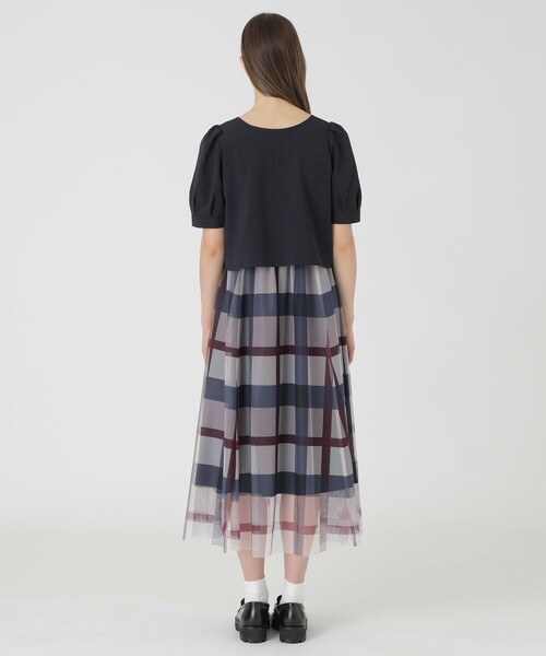 BLUE LABEL CRESTBRIDGE(ブルーレーベルクレストブリッジ)の「【sweetコラボ】クレストブリッジチェックチュールプリントドレスセット(ワンピース・レディース・パープル系その他4/レッド/ピンク系その他3・40/38/36)」の22枚目の写真