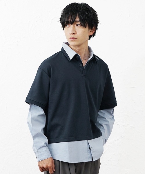 MinoriTY(マイノリティ)の「【MinoriTY】オーバーサイズレイヤードシャツメンズ 春服 夏服 ユニセックス(シャツ/ブラウス・メンズ・ネイビー・M/L)」の1枚目の写真