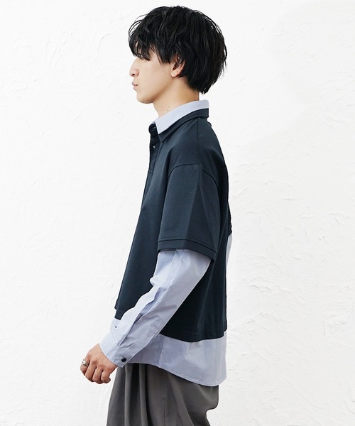 MinoriTY(マイノリティ)の「【MinoriTY】オーバーサイズレイヤードシャツメンズ 春服 夏服 ユニセックス(シャツ/ブラウス・メンズ・ネイビー・M/L)」の4枚目の写真