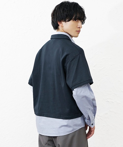 MinoriTY(マイノリティ)の「【MinoriTY】オーバーサイズレイヤードシャツメンズ 春服 夏服 ユニセックス(シャツ/ブラウス・メンズ・ネイビー・M/L)」の5枚目の写真