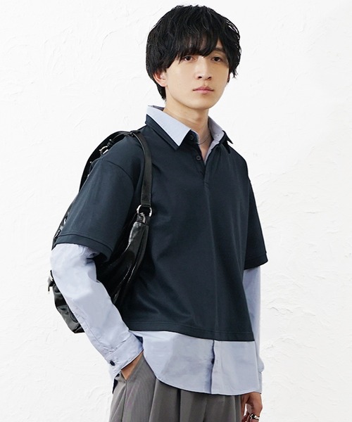 MinoriTY(マイノリティ)の「【MinoriTY】オーバーサイズレイヤードシャツメンズ 春服 夏服 ユニセックス(シャツ/ブラウス・メンズ・ネイビー・M/L)」の6枚目の写真