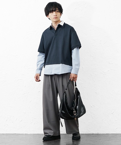 MinoriTY(マイノリティ)の「【MinoriTY】オーバーサイズレイヤードシャツメンズ 春服 夏服 ユニセックス(シャツ/ブラウス・メンズ・ネイビー・M/L)」の7枚目の写真