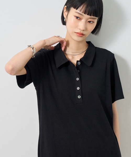 NOGLE（ノグル）の「【NOGLE/ノグル】ポロロングワンピース/ポケット付き（ワンピース・レディース・ネイビー×ホワイト/ブラック×ブラック/ブラック×ホワイト・S/M）」の7枚目の写真