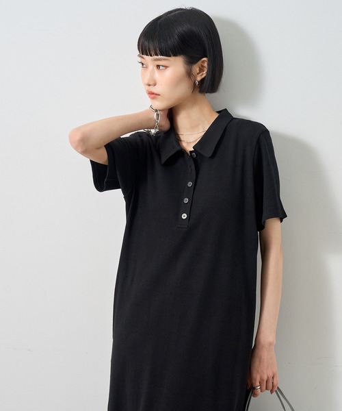 NOGLE（ノグル）の「【NOGLE/ノグル】ポロロングワンピース/ポケット付き（ワンピース・レディース・ネイビー×ホワイト/ブラック×ブラック/ブラック×ホワイト・S/M）」の11枚目の写真