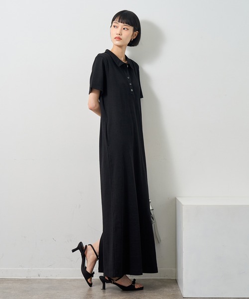NOGLE（ノグル）の「【NOGLE/ノグル】ポロロングワンピース/ポケット付き（ワンピース・レディース・ネイビー×ホワイト/ブラック×ブラック/ブラック×ホワイト・S/M）」の12枚目の写真