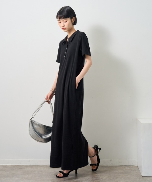 NOGLE（ノグル）の「【NOGLE/ノグル】ポロロングワンピース/ポケット付き（ワンピース・レディース・ネイビー×ホワイト/ブラック×ブラック/ブラック×ホワイト・S/M）」の9枚目の写真