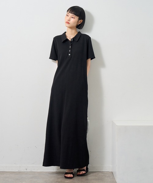 NOGLE（ノグル）の「【NOGLE/ノグル】ポロロングワンピース/ポケット付き（ワンピース・レディース・ネイビー×ホワイト/ブラック×ブラック/ブラック×ホワイト・S/M）」の10枚目の写真